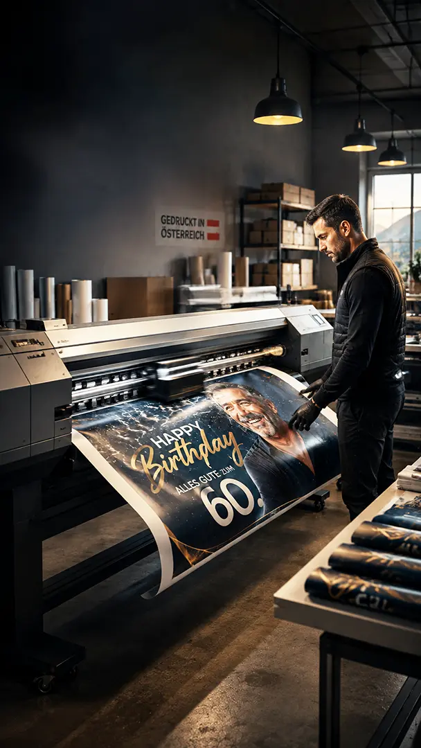Express-Produktion eines Geburtstagsbanners