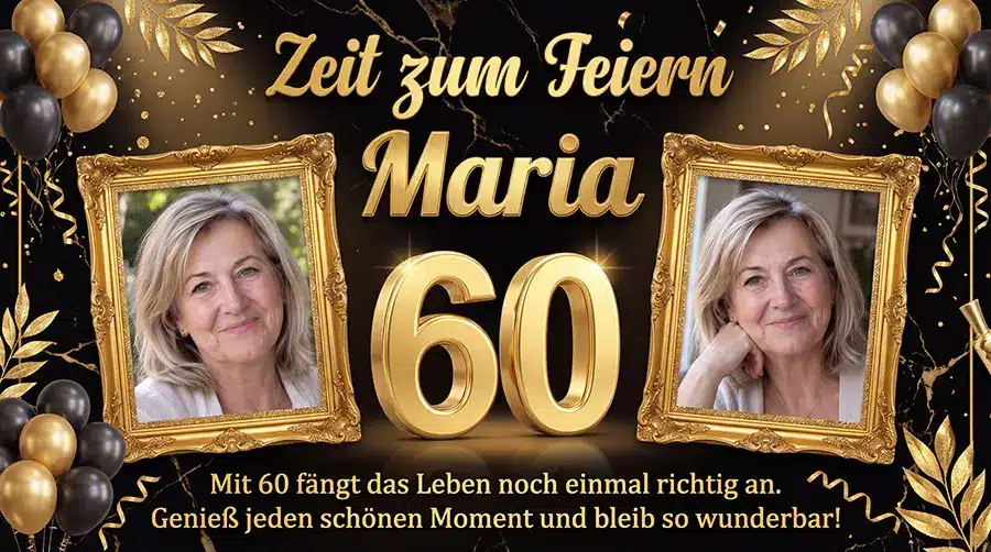 KI-generiertes Geburtstagsbanner zum 60. Geburtstag mit Foto